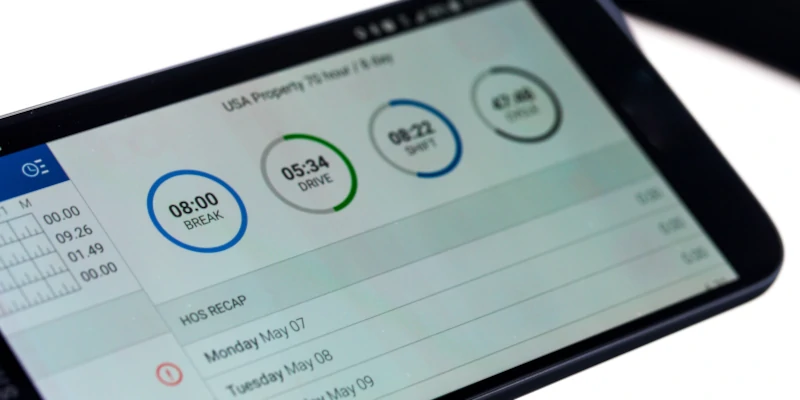 ELD logbook 800x400 electronic logging device displaying data
